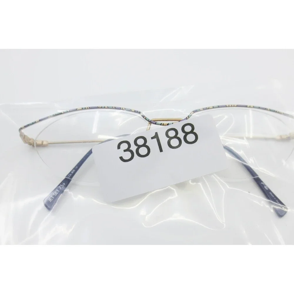 Jet Set 759 Eyeglass Frames Gold Blue Patterned Rimless 54-17-135 Col 406